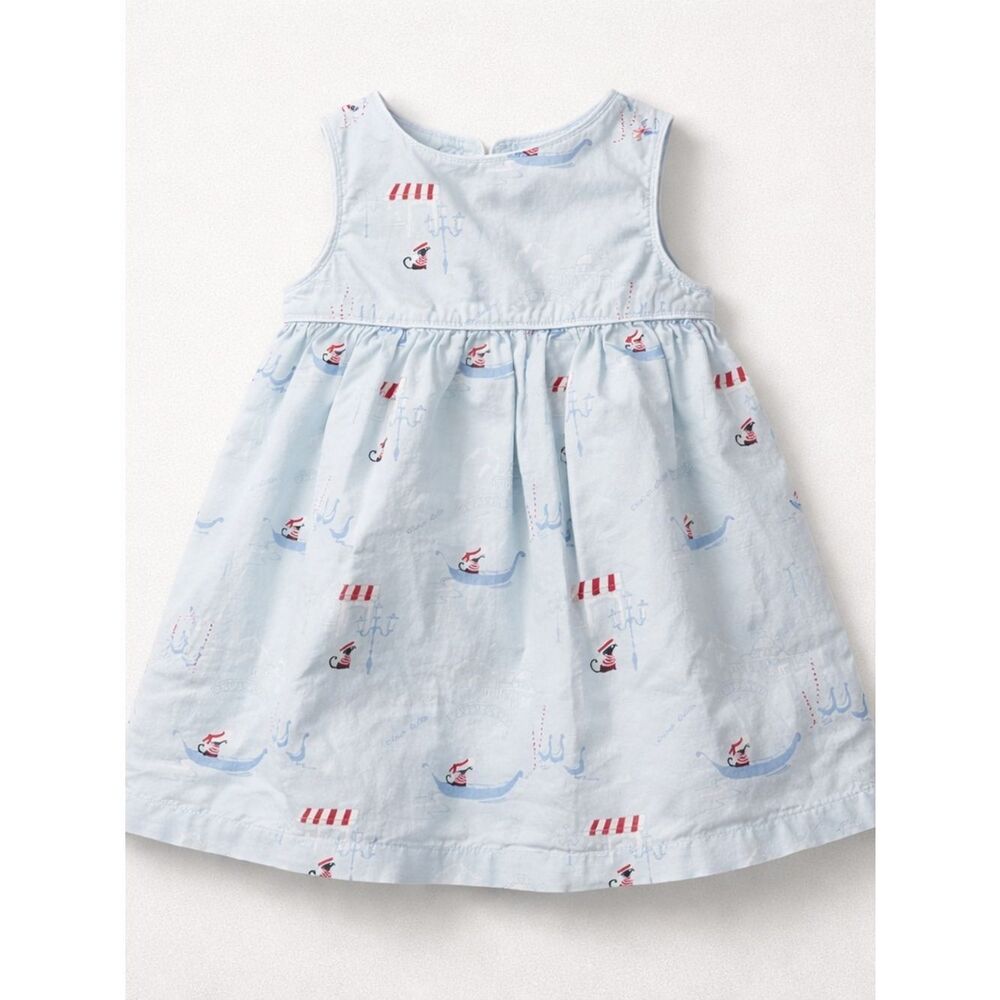 Gymboree light blue cats in gondolas Venice print cotton dress size 18-24 months